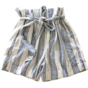 H&M L.O.G.G. Cotton High Tie Waist Shorts Sz 2 Blue & White Striped #146K